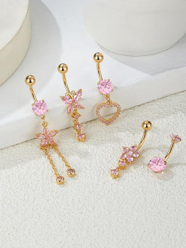 Women's Elegant Rhinestone Decorated Belly Rings, Fashion Jewelry for Party, Daily Clothing Decor, Trendy All-match & Exquisite Jewelry for Birthday Gift