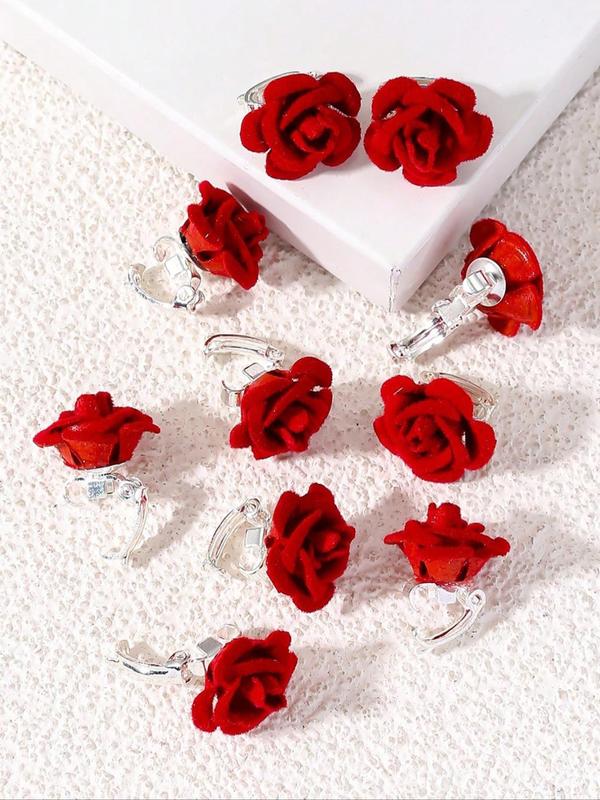 Women's Elegant Rose Flower Design Hair Clips As Gift, Fashionable Hair Accessories for Women & Girls, Minimalist Headwear Suitable for Thick Hair, Fashion Hair Accessories for Party, Daily Clothing Decor