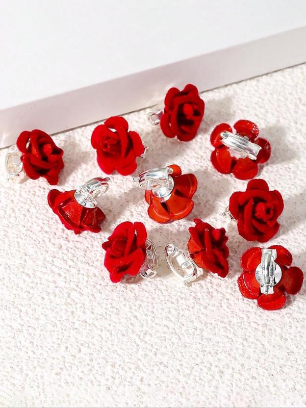 Women's Elegant Rose Flower Design Hair Clips As Gift, Fashionable Hair Accessories for Women & Girls, Minimalist Headwear Suitable for Thick Hair, Fashion Hair Accessories for Party, Daily Clothing Decor