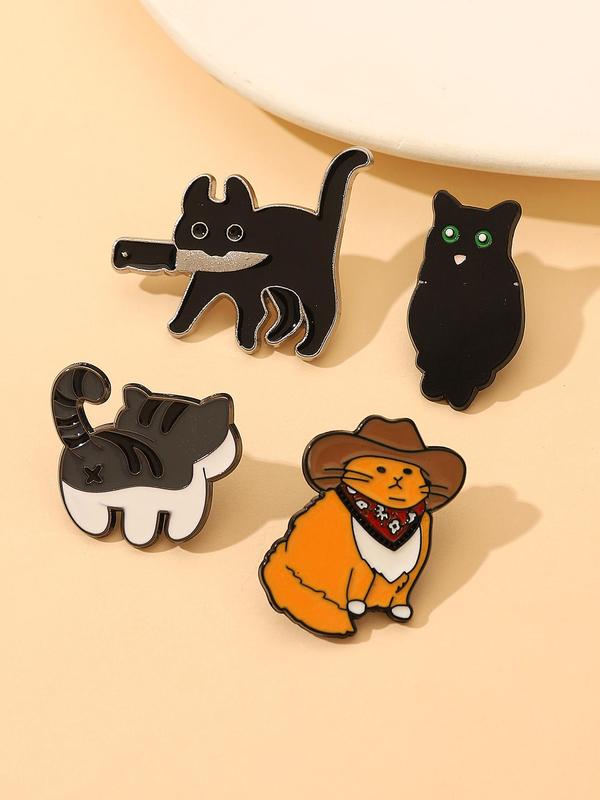 Cute Cartoon Cat Design Brooch, Enamel Pin Suitable for Backpacks, Jeans, Scarves, Hats Decoration, Trendy All-match & Exquisite Brooch for Birthday Gift