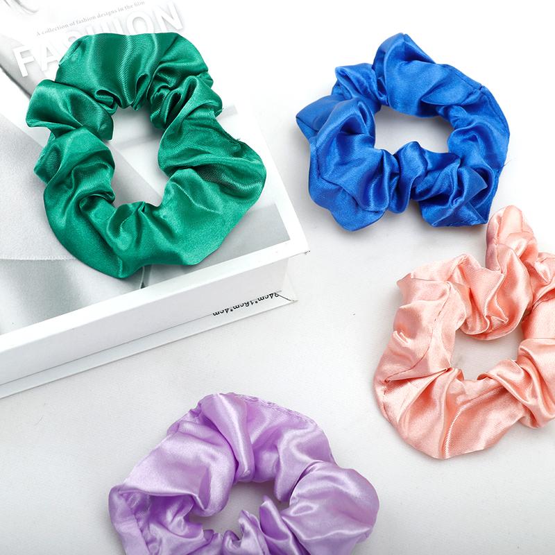 Silk Scrunchy (Random Color) Silk Satin Scrunchy Silk for Women