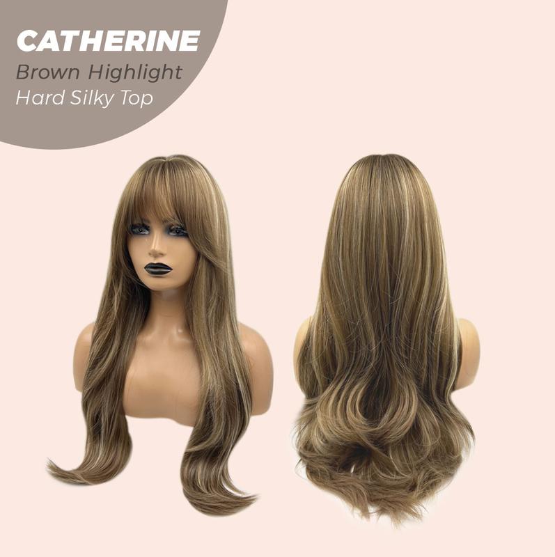 JBEXTENSION 25 Inches Scalpiana Wolf Cut 3.5X4 Hard Silky Top Natural Scalp Effect Wig With Bangs CATHERINE