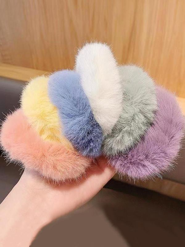 Cute Colorful Plush Hair Tie (6pcs), High Stretch Hair Tie, Sweet Fashion Hair Accessories for Women & Girls, Minimalist Headwear Suitable for Thick Hair