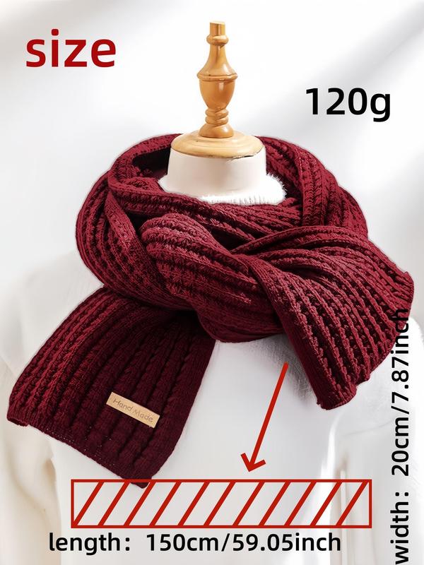 Women's Solid Color Knitted Scarf, Casual Soft Warm Long Shawl for Fall & Winter, Fashion Accessories for Women & Girls