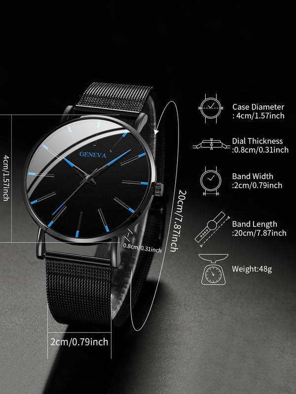 Men's Business Minimalist Round Dial Watch, Trendy Classic Wristwatch, Chic All-match Accessories As Gift for Boyfriend