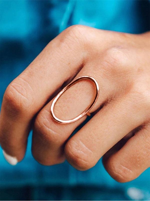 Minimalist Temperament Plain Color Hollow Out Design Ring, Fashion Accessories for Women, Trendy All-match & Exquisite Jewelry for Birthday Gift