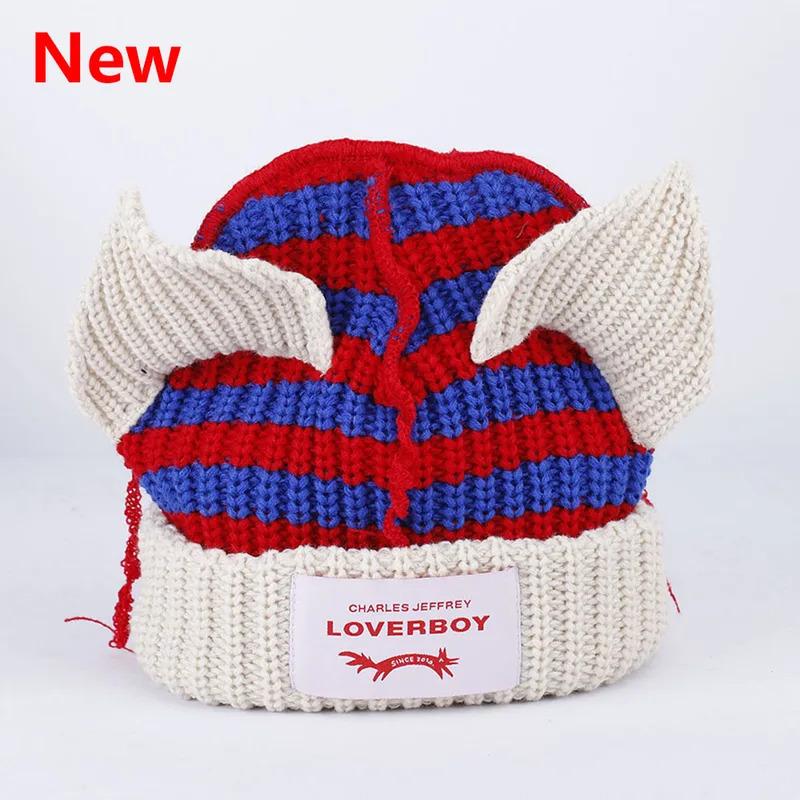 Loverboy Cat Ear Knit Hat Double-layer Warm Pig Ear Woolen Hat Cute Fashion Hooded Cap Niche Design Hip-hop Personality Cold Hat