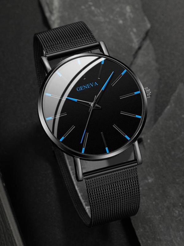 Men's Business Minimalist Round Dial Watch, Trendy Classic Wristwatch, Chic All-match Accessories As Gift for Boyfriend