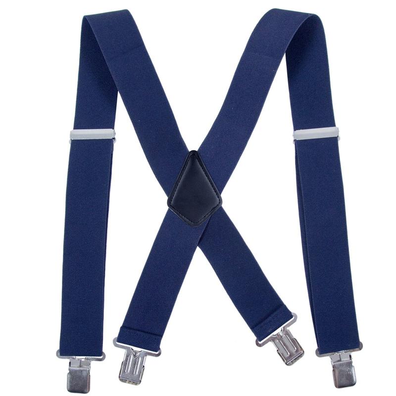 Men Utility Suspenders Adjustable Elastic - Heavy Duty 2 Inch Wide X Shape Strong Clip Suspender