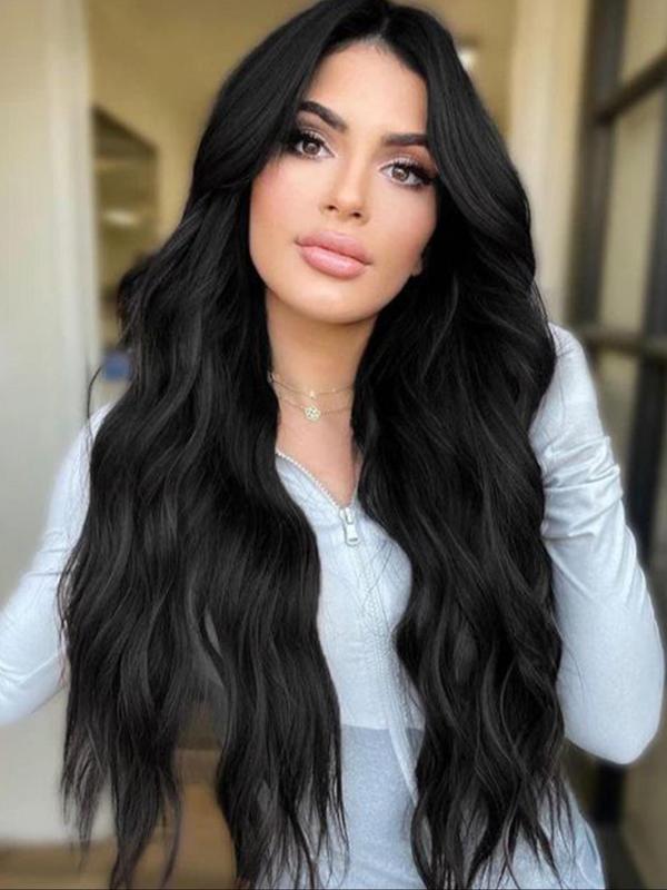 18 22 24 26 30 32 Inch Long Wavy Clip in Hair Extensions, Gorgeous Fluffy Highlight Hairpiece, Synthetic Fiber Hairpieces for Women