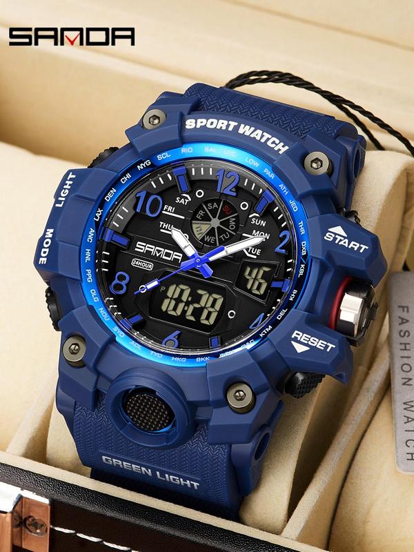 Men's Sportive Digital Watch, Fashionable Digital Watch with Luminous Dial & Alarm Mode, Trendy Watch with Digital Display for Men for Birthday Gift