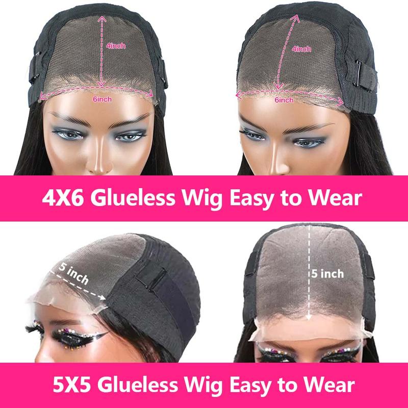 Brazilian Human Hair Wig Straight Glueless Wig Wear and Go 5x5 6x4 HD Transparent Lace Closure Wigs Pre Cut Lace Wig Bling Hair On Sale 180% Density