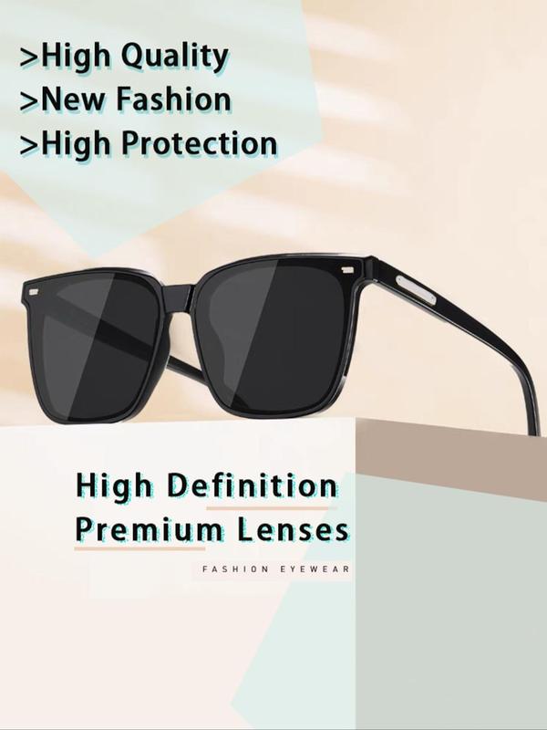 Fashion Tinted Lens Square Sunglasses for Summer, Outdoor Leisure Sports Cycling Driving Glasses for Men & Women, Travel Accessories, with Glasses Bag (Normal Lens Type)