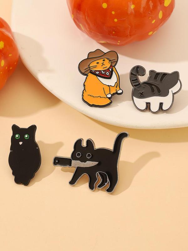 Cute Cartoon Cat Design Brooch, Enamel Pin Suitable for Backpacks, Jeans, Scarves, Hats Decoration, Trendy All-match & Exquisite Brooch for Birthday Gift