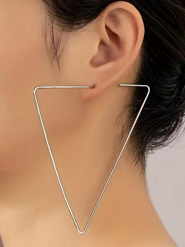 Women's Punk Style Triangular Shape Hoop Earrings, 1 Pair Trendy Exaggerated Hoop Earrings, Chic Gorgeous Jewelry As Gift for Girlfriend for Party Decor