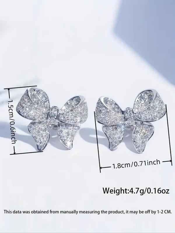 Women's Elegant Bowknot Design Stud Earrings, Luxury Jewelry, Exquisite Trendy Stud Earrings, Fashionable Jewelry for Women for Daily & Party Decoration