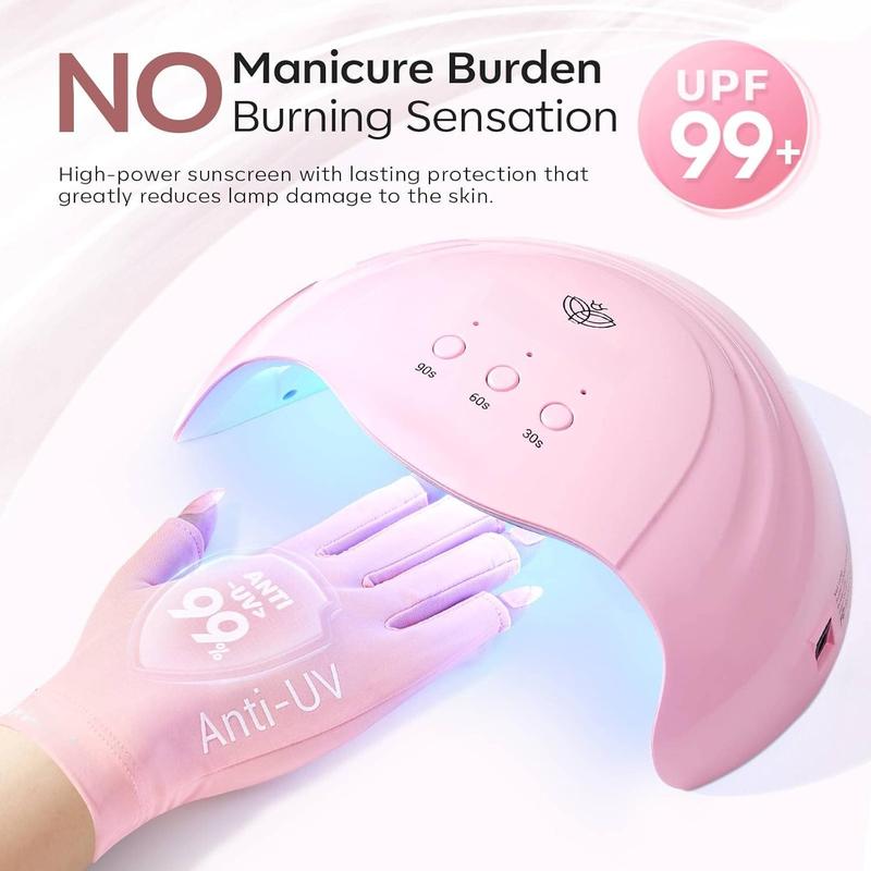 UV Gloves for  Lamp - Pink,  UPF99+ UV Protection Gloves for Gel Manicure,  Art  Care Fingerless Anti UV Glove Protect Hands from UV Harm