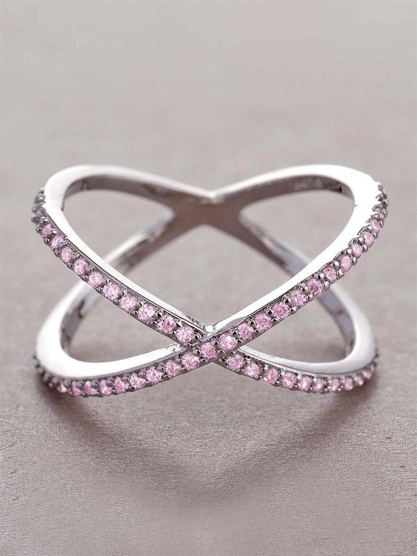 Women's Elegant Rhinestone Decorated Criss Cross Design Ring,  Exquisite Trendy Ring for Women, Wedding Engagement Anniversary Party Jewelry Gifts