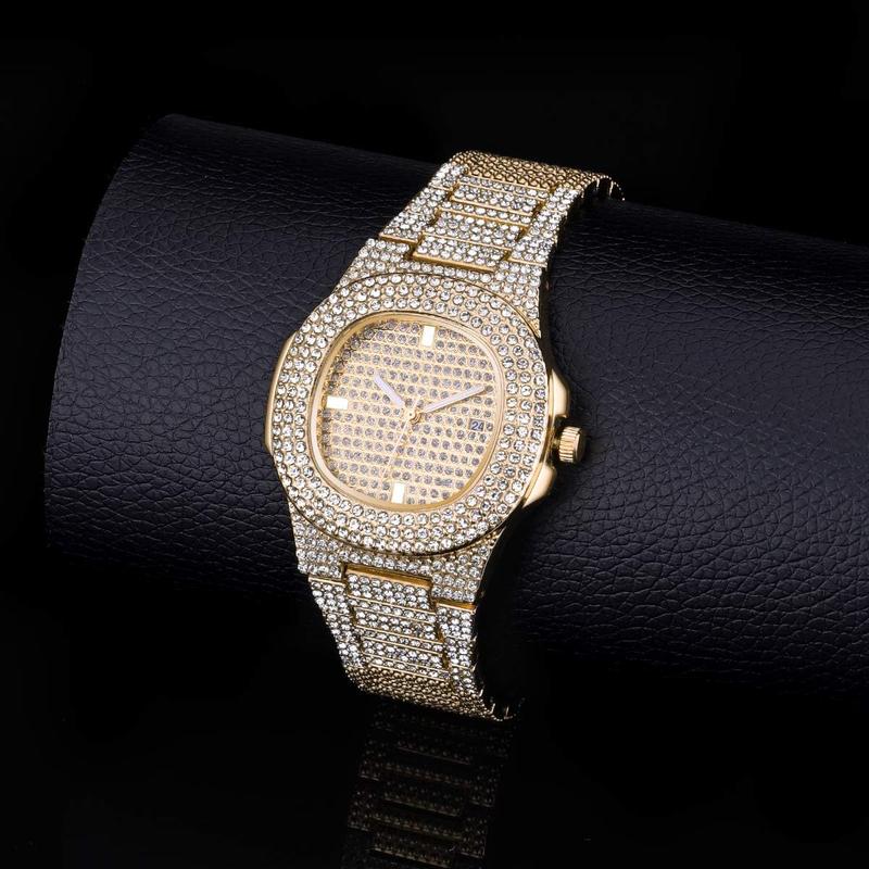 ManChDa Mens Watch for Men Lxuxury Watch Full Dimond Watch Stainless Steel Mens Watch of Hiphop Style