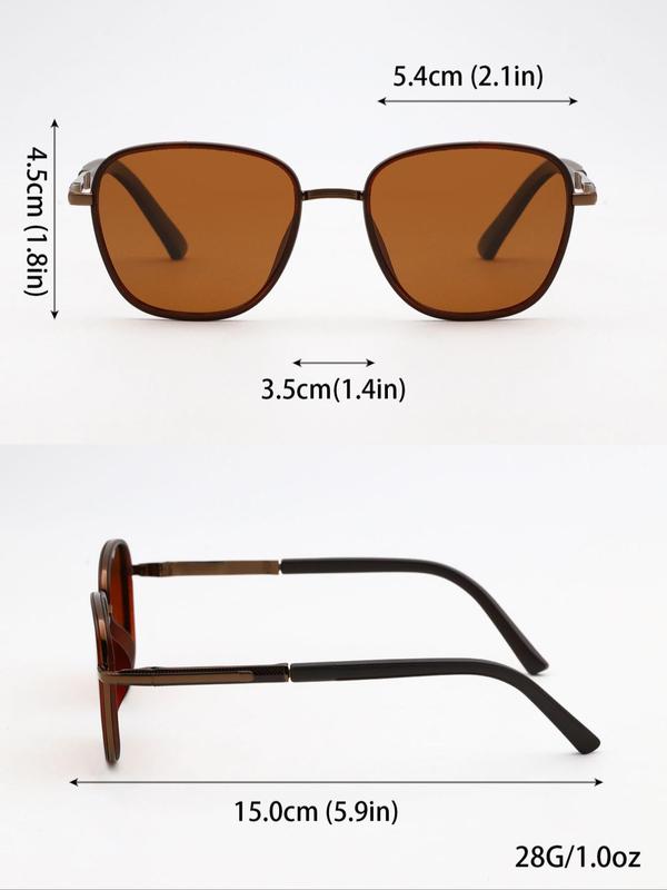 Unisex Vintage Square Frame Polarized Sunglasses, Trendy Casual Alloy Anti-UV Sunglasses for Everyday Use, Fashion Accessories for Outdoor Activities