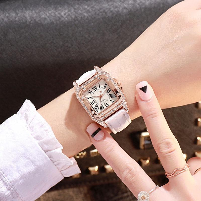 Starry Sky Leather Band Bracelet Watch Set