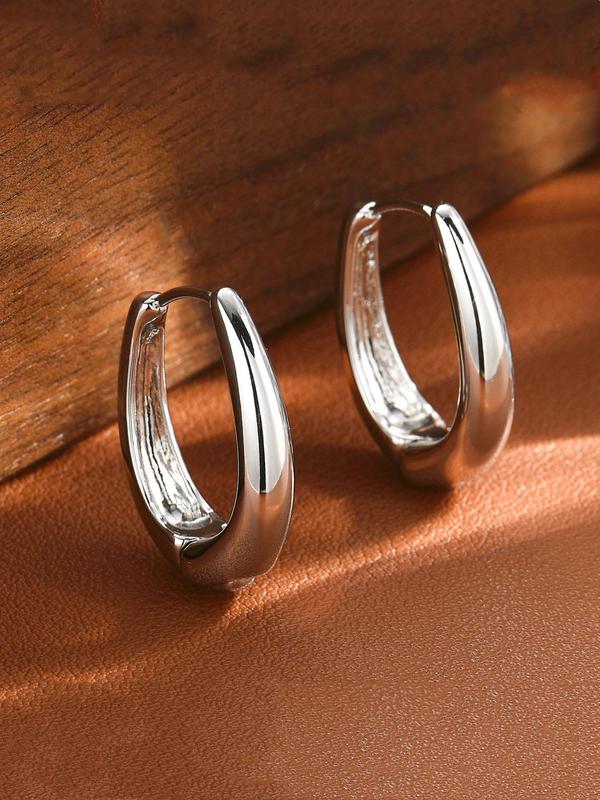 Women's Elegant Minimalist Plain Color Hoop Earrings, Exquisite Trendy Hoop Earrings, Fashionable Jewelry for Women for Daily & Party Decoration