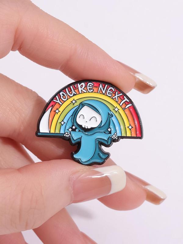 Unisex Rainbow & Cartoon Skull Design Brooch As LGBT Gift, Creative Cute Novelty Clothes Badge, Kawaii Accessories As Gift for Men & Women for Party Decor