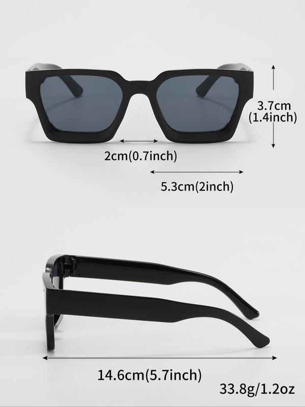 Unisex Simple Style Square Frame Sunglasses, Trendy Casual Sunglasses for Everyday Use, Fashion Accessories for Outdoor Activities