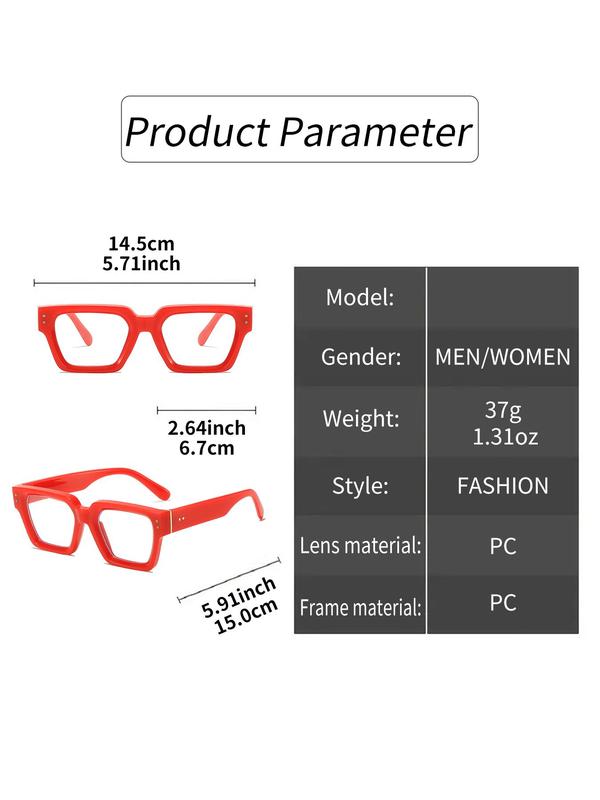 Simple Square Frame Eyeglasses, Basic Fashion Eyeglasses for Women & Men, Fashion Eyeglasses for Work, Daily Decor, Perfect for Student Daily Use