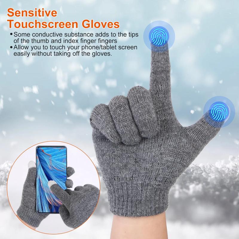 3-Pieces Winter Hat Gloves Scarf Set, Knit Warm Beanie Hat Neck Warmer Touch Screen Mittens for Women and Men, Great Christmas Gift