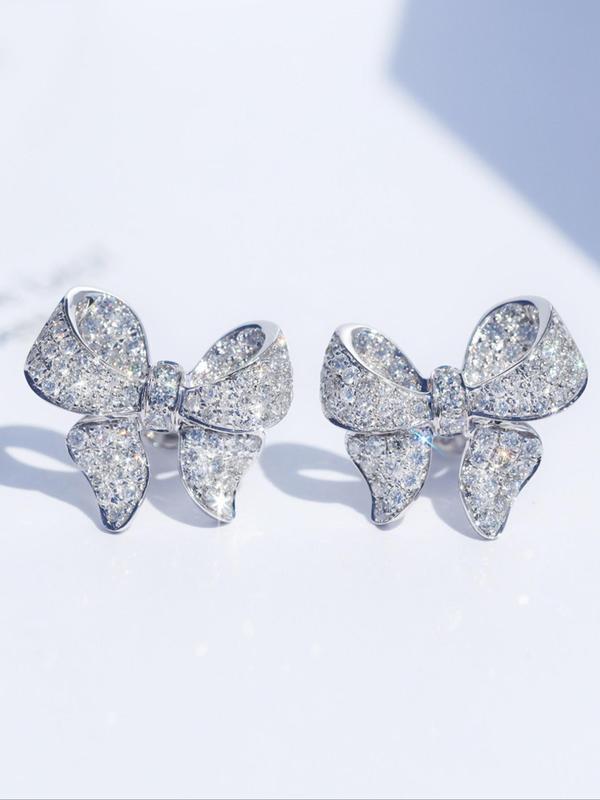 Women's Elegant Bowknot Design Stud Earrings, Luxury Jewelry, Exquisite Trendy Stud Earrings, Fashionable Jewelry for Women for Daily & Party Decoration