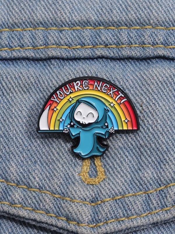 Unisex Rainbow & Cartoon Skull Design Brooch As LGBT Gift, Creative Cute Novelty Clothes Badge, Kawaii Accessories As Gift for Men & Women for Party Decor