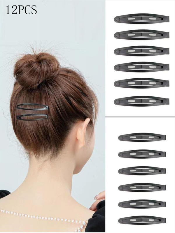 12pcs Women's Casual Plain Curved Hair Clips, Simple Style Plain Color Hair Clips, Versatile Hair Accessories for Daily Use