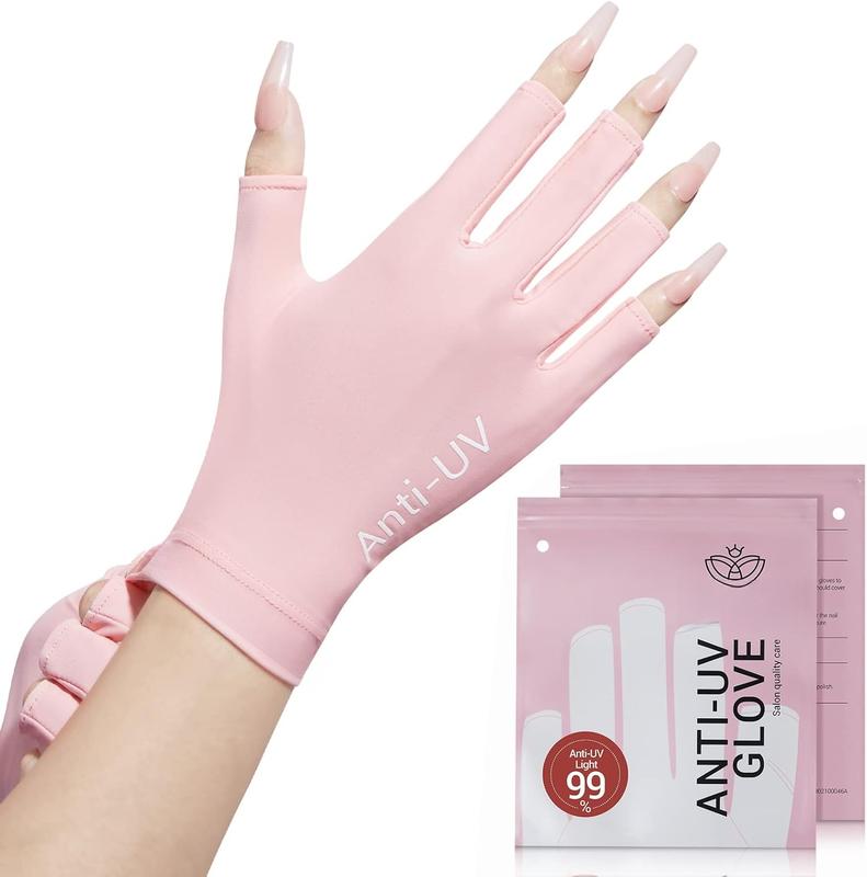 UV Gloves for  Lamp - Pink,  UPF99+ UV Protection Gloves for Gel Manicure,  Art  Care Fingerless Anti UV Glove Protect Hands from UV Harm