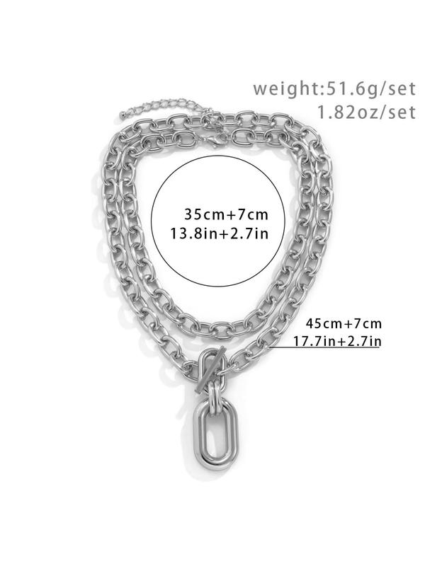 Women's Elegant Geometric Design Chain Necklace, Ot Buckle Alloy Fashion Jewelry for Party, Daily Clothing Decor, Trendy All-match & Exquisite Vintage Jewelry for Birthday Gift