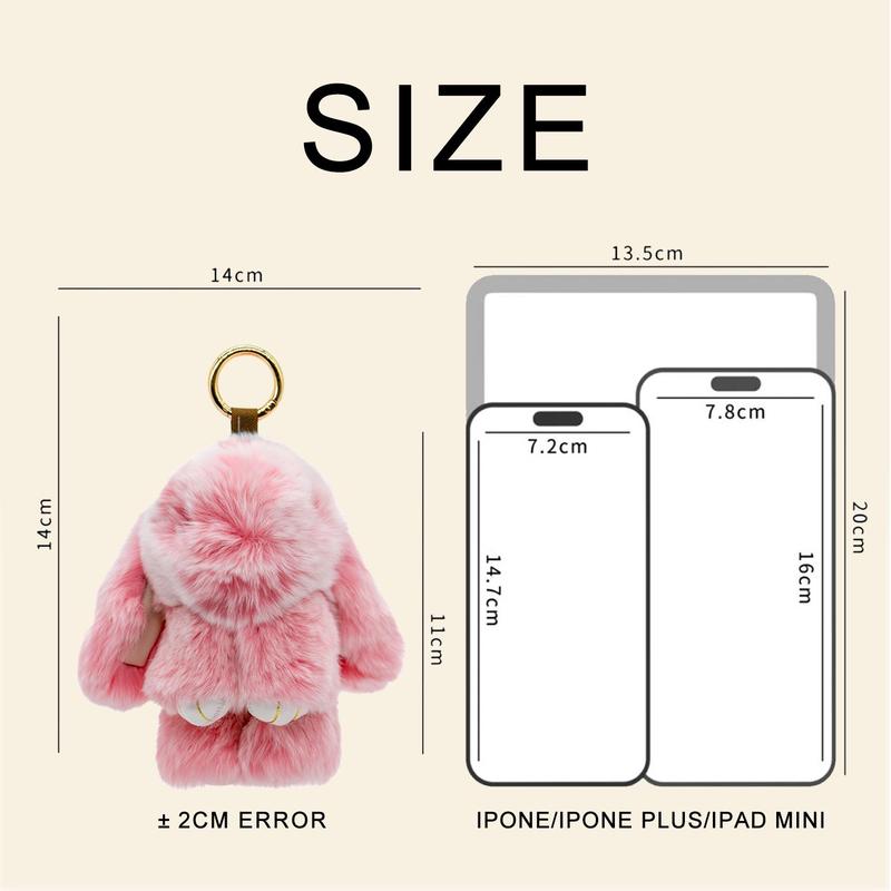 Handmade Soft Bunny PomPom Keychain – Perfect as DIY Bag Phone Charm, Fashion Accessories, Car Decor, White, by Bunnylulu