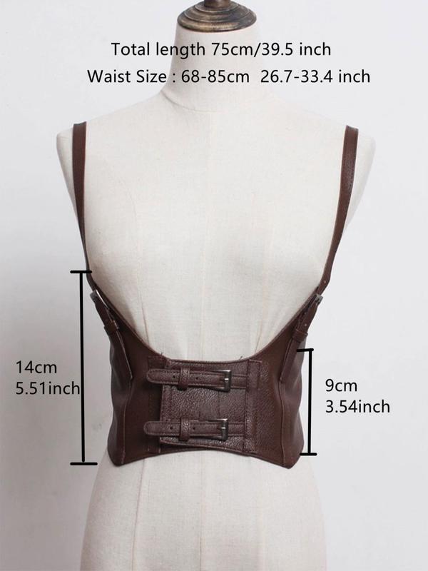 Women's Fashion Plain Belt with Adjustable Strap,  Punk Wide Waistband for Daily Decoration,  Underbust Corset for Girl with Buckle