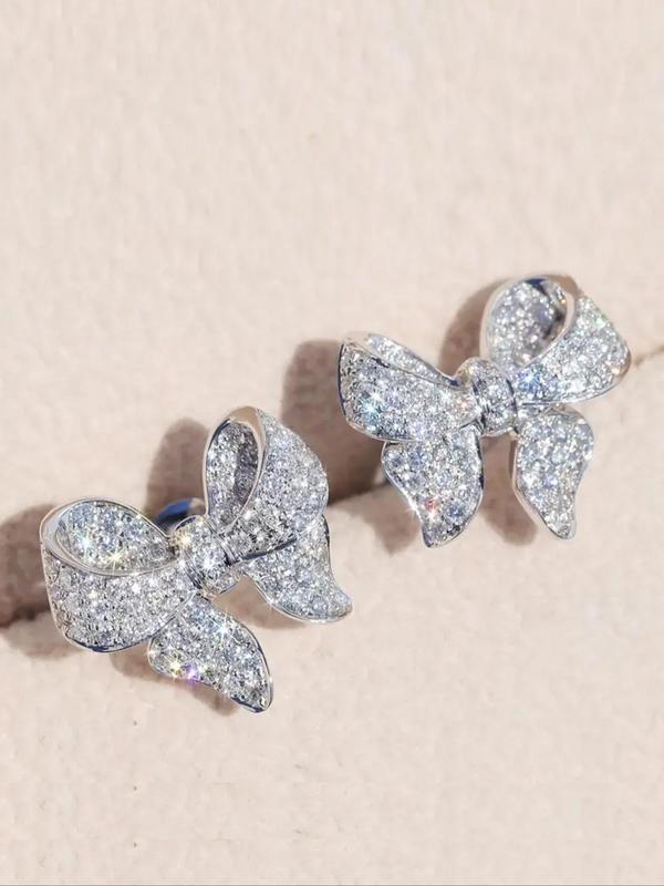 Women's Elegant Bowknot Design Stud Earrings, Luxury Jewelry, Exquisite Trendy Stud Earrings, Fashionable Jewelry for Women for Daily & Party Decoration