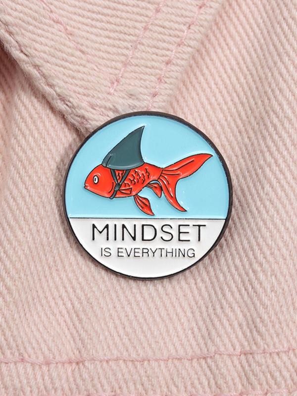 Cute Letter & Fish Design Brooch Pin, Colorblock Animal Design Brooch Pin, Fashion Clothing Accessories for Women & Men