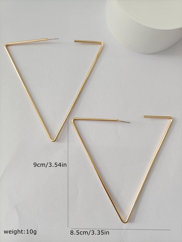 Women's Punk Style Triangular Shape Hoop Earrings, 1 Pair Trendy Exaggerated Hoop Earrings, Chic Gorgeous Jewelry As Gift for Girlfriend for Party Decor