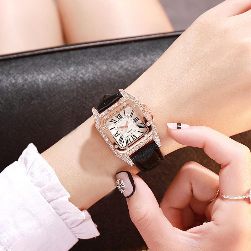 Starry Sky Leather Band Bracelet Watch Set