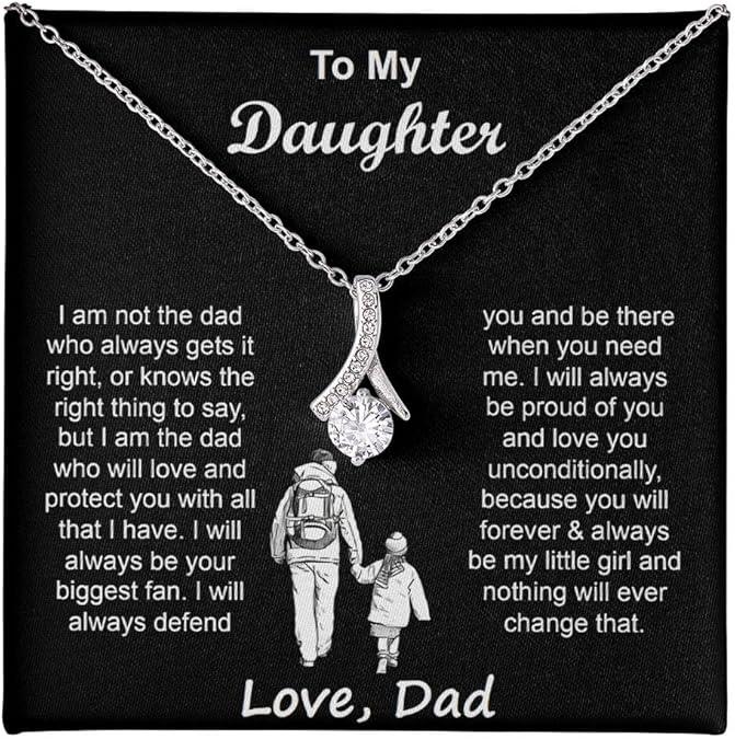 To My Badass Daughter Necklace - Birthday Gifts for Daughter from Dad, Mom - Meaningful Father-Daughter Jewelry with Inspirational Message Card - Perfect Graduation, Christmas Gift, Birthday Christmas Jewelry Gifts For My Wife with Message Card Box