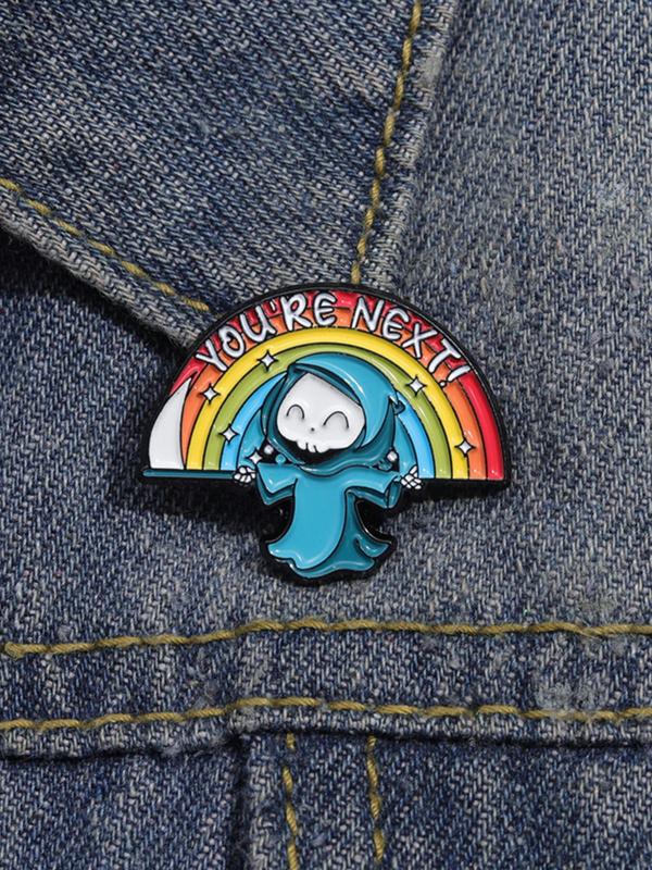 Unisex Rainbow & Cartoon Skull Design Brooch As LGBT Gift, Creative Cute Novelty Clothes Badge, Kawaii Accessories As Gift for Men & Women for Party Decor