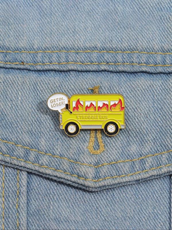 Creative Cartoon Fire Truck Design Brooch, Cute Fashion Alloy Badge for Daily Clothing Decor, Trendy All-match & Exquisite Brooch for Birthday Gift