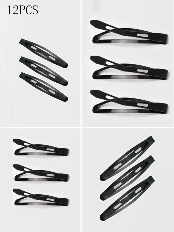 12pcs Women's Casual Plain Curved Hair Clips, Simple Style Plain Color Hair Clips, Versatile Hair Accessories for Daily Use