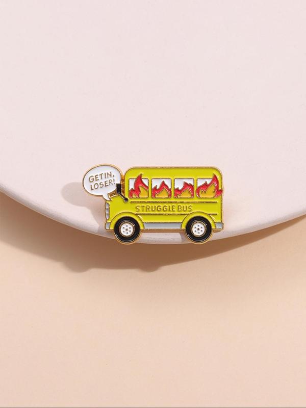 Creative Cartoon Fire Truck Design Brooch, Cute Fashion Alloy Badge for Daily Clothing Decor, Trendy All-match & Exquisite Brooch for Birthday Gift