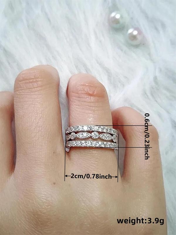 Classic Rhinestone Decorated Copper Ring for Women, Fashion Jewelry for Party, Daily Clothing Decor, Trendy All-match & Exquisite Jewelry for Birthday Gift