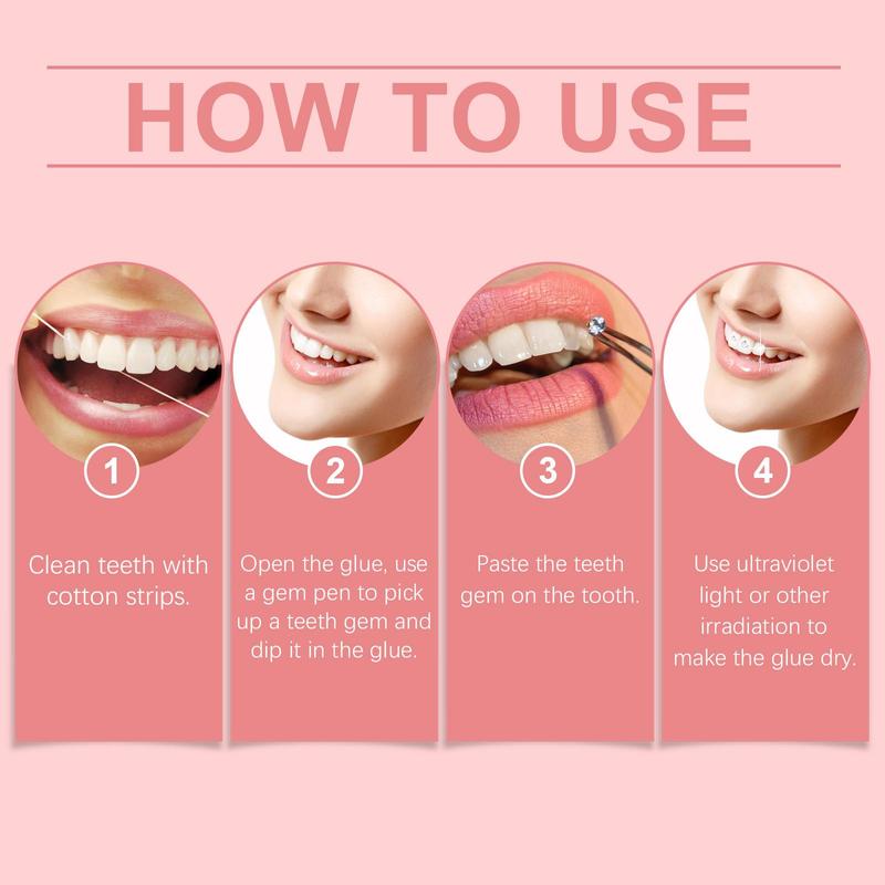 Teeth Gems Kit, 1 Box 2 Boxes DIY Teeth Decoration Sticker, Shiny Teeth Sticker, Fashionable Teeth Decoration Tool for Women & Girls