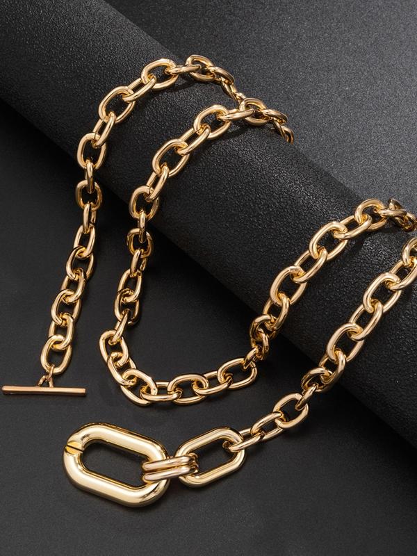 Women's Elegant Geometric Design Chain Necklace, Ot Buckle Alloy Fashion Jewelry for Party, Daily Clothing Decor, Trendy All-match & Exquisite Vintage Jewelry for Birthday Gift