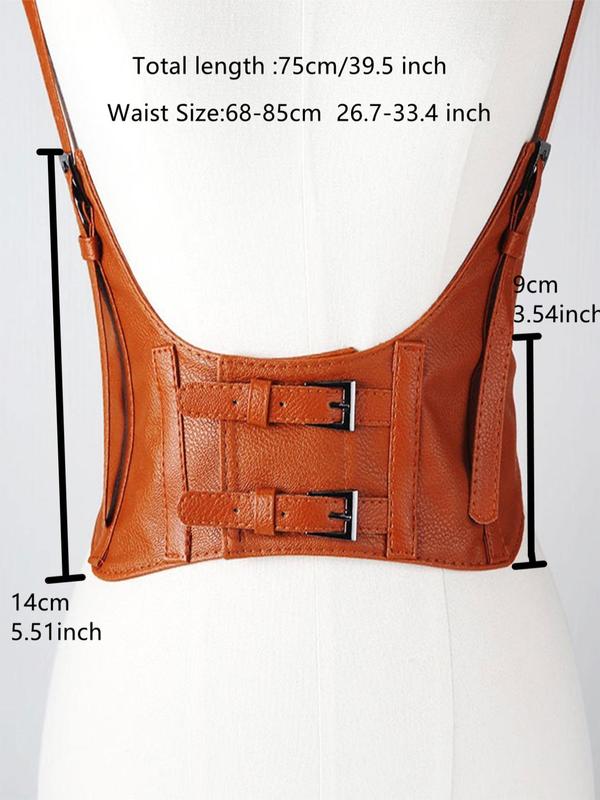 Women's Fashion Plain Belt with Adjustable Strap,  Punk Wide Waistband for Daily Decoration,  Underbust Corset for Girl with Buckle